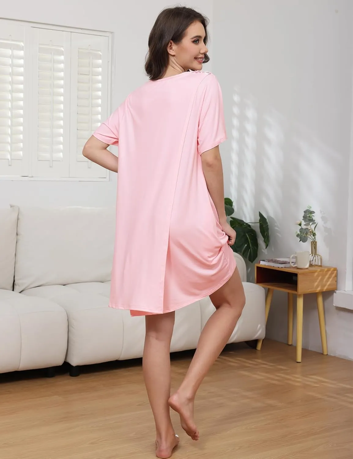 Hospital Gowns for Women Open Back Tear Away Snap Post shoulder Dress Short Sleeve Soft Adaptive Clothing with Pockets