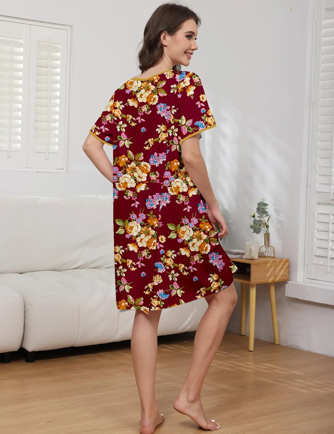 Hospital Gowns for Women Open Back Tear Away Snap Post Shoulder Surgery Short Sleeve Soft Cotton Adaptive Clothing