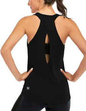 ICTIVE Womens Cross Backless Workout Tops for Women Racerback Tank Tops Open Back Running Muscle Tank Yoga Shirts