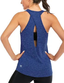 ICTIVE Womens Cross Backless Workout Tops for Women Racerback Tank Tops Open Back Running Muscle Tank Yoga Shirts