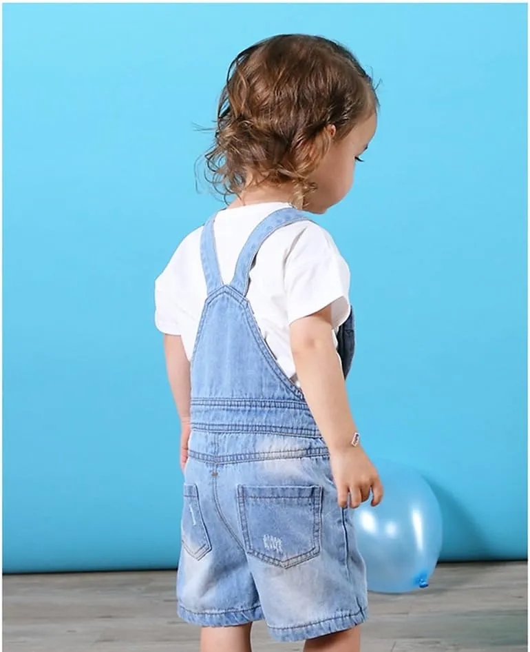 KIDSCOOL SPACE Baby Girl Boy Jean Overalls,Toddler Summer Denim Shortall