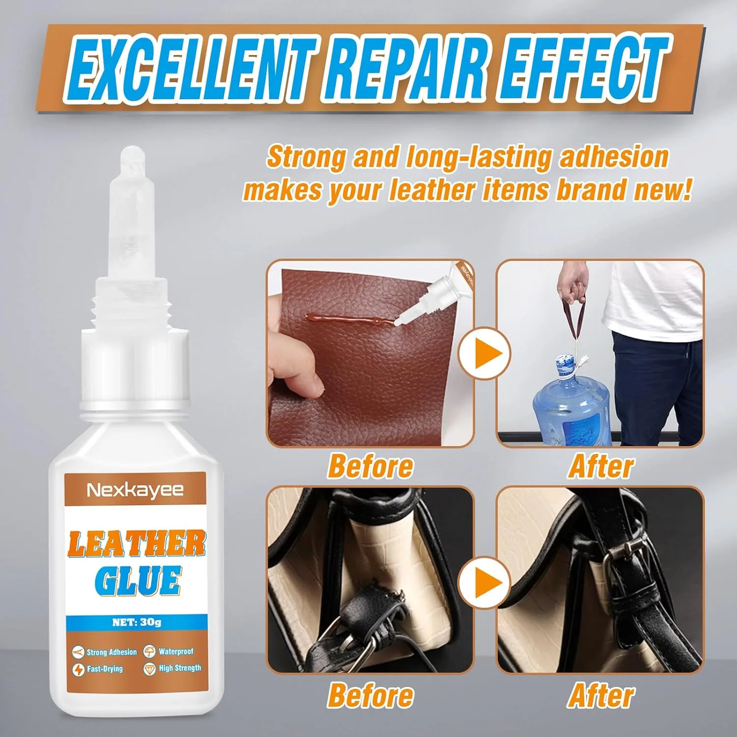 Leather Glue, Fast-Drying Adhesive, Clear Superglue for Repairing Furniture Upholstery, Sofas, Shoes, Bags and Other Crafts, 30g (Pack of 1)
