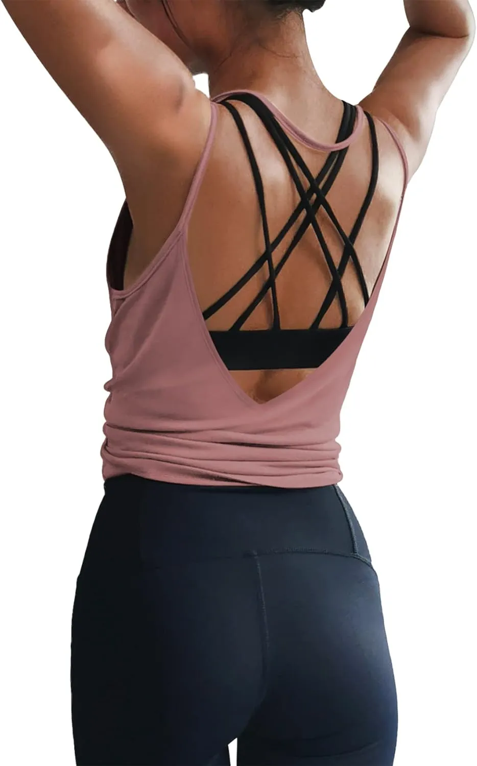 LEXISLOVE Womens Workout Shirts Sexy Open Back Activewear Workout Clothes Sports Yoga Tank Tops