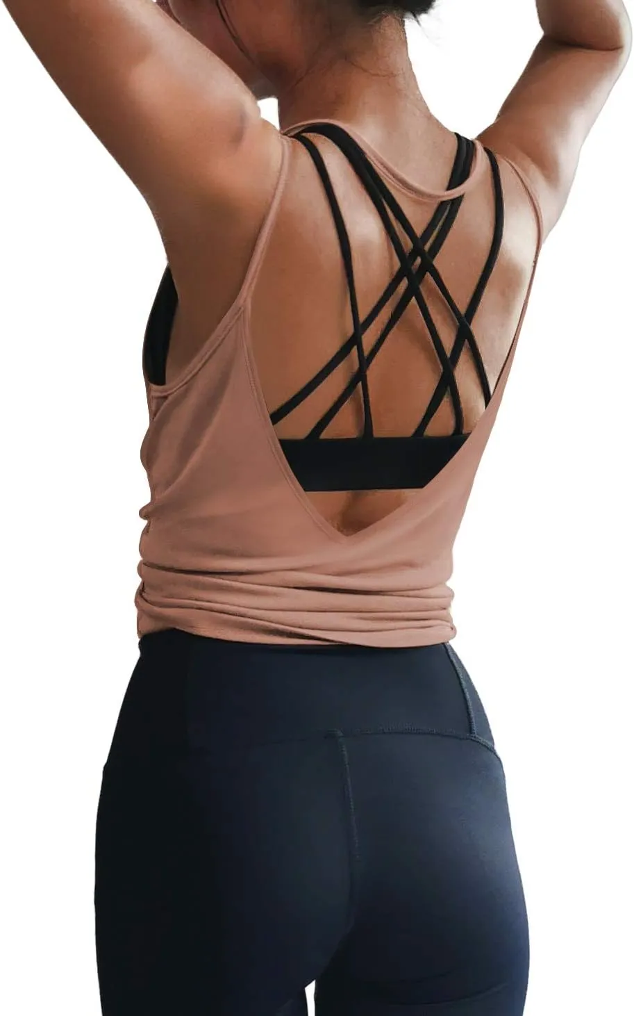 LEXISLOVE Womens Workout Shirts Sexy Open Back Activewear Workout Clothes Sports Yoga Tank Tops