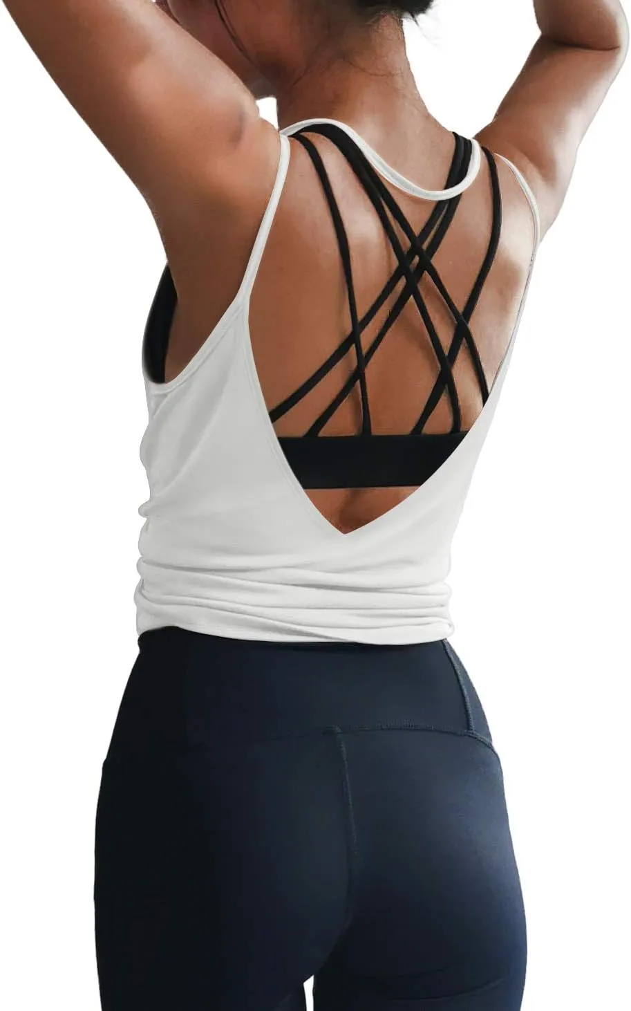 LEXISLOVE Womens Workout Shirts Sexy Open Back Activewear Workout Clothes Sports Yoga Tank Tops