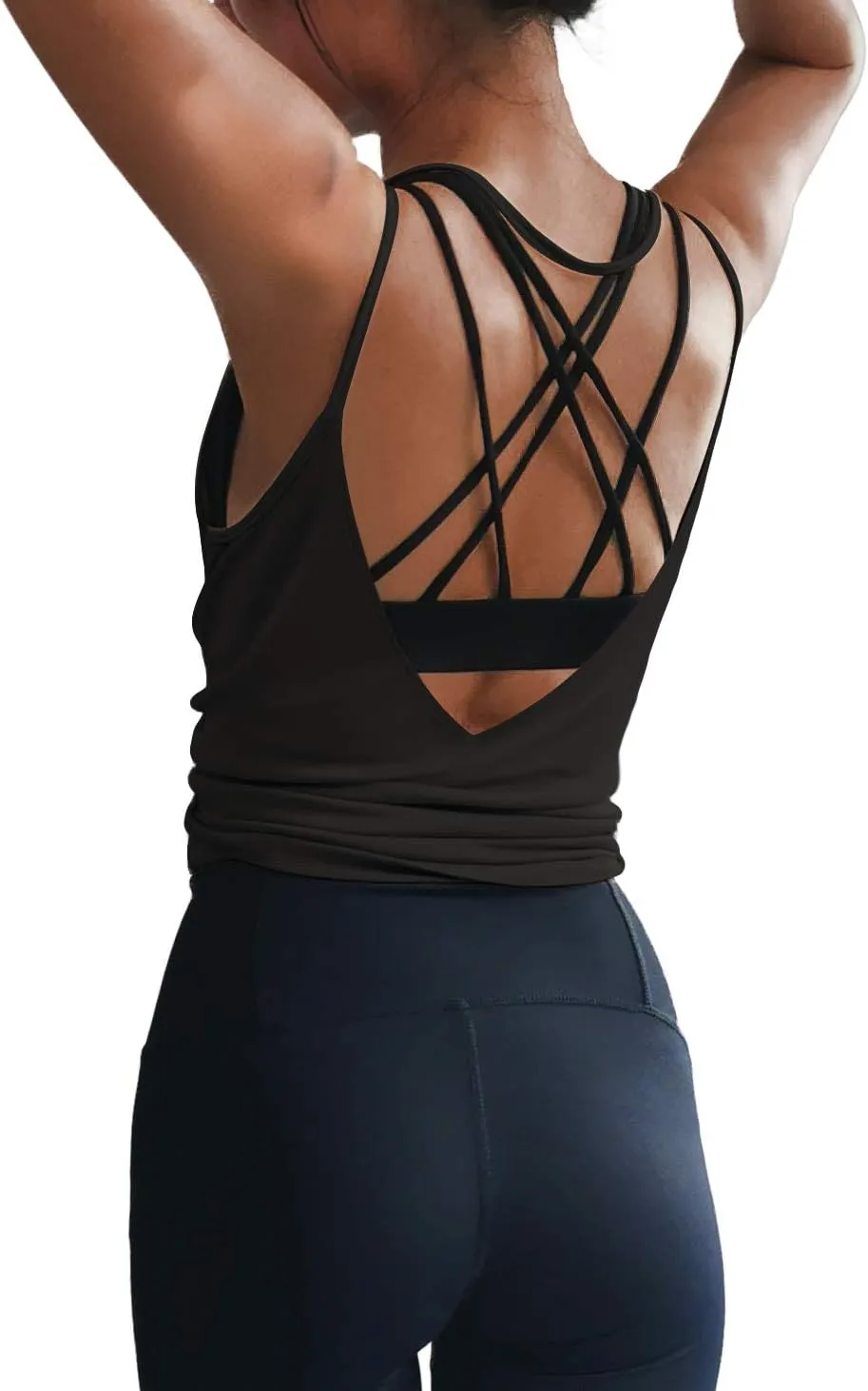 LEXISLOVE Womens Workout Shirts Sexy Open Back Activewear Workout Clothes Sports Yoga Tank Tops