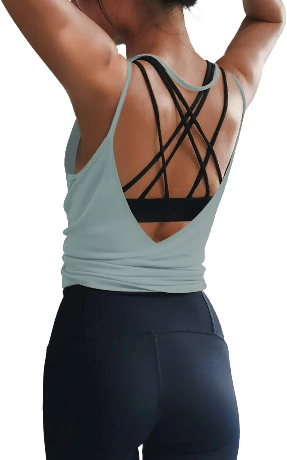 LEXISLOVE Womens Workout Shirts Sexy Open Back Activewear Workout Clothes Sports Yoga Tank Tops