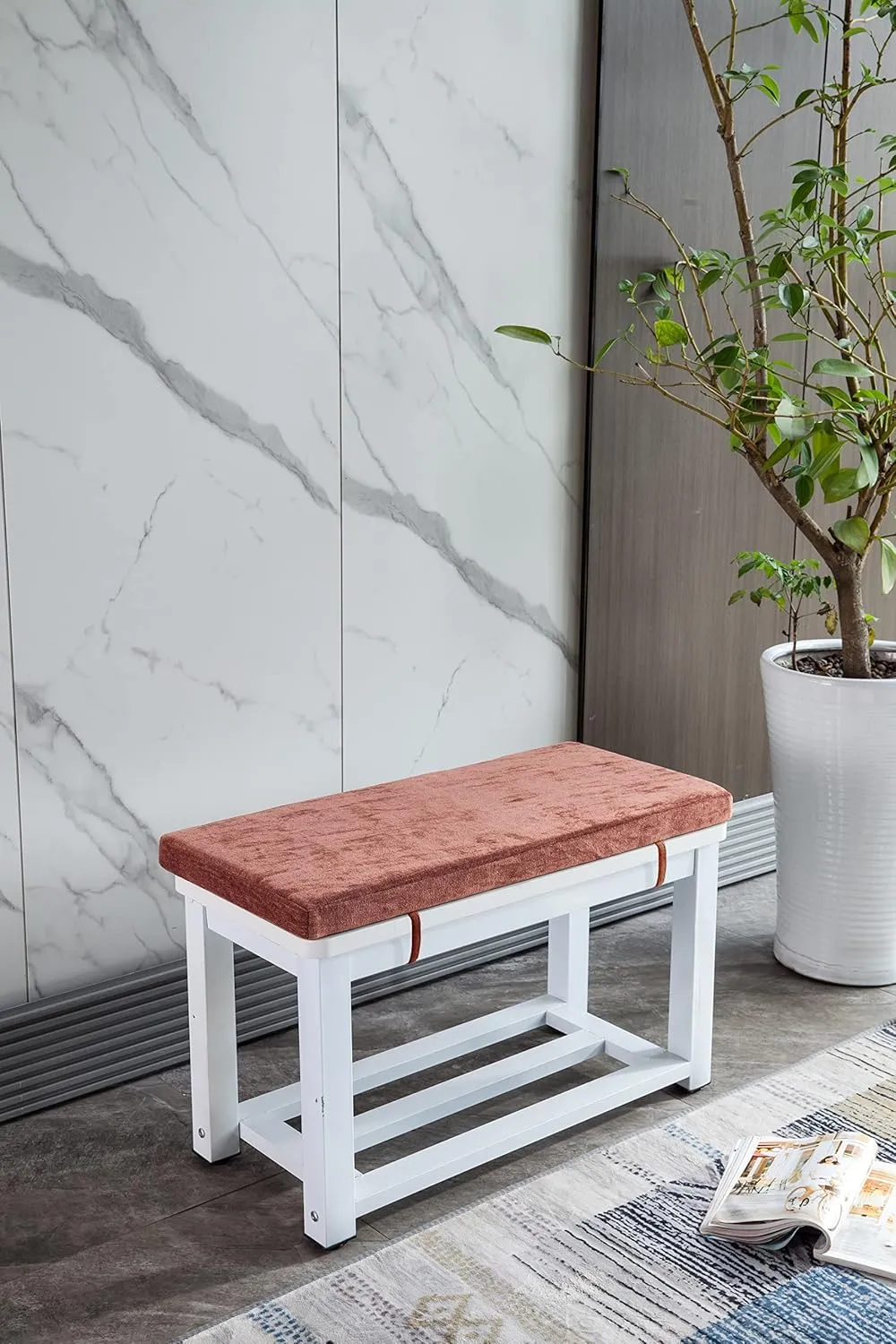 Loveboat Washable Bench Cushion, Non-Slip Bench Pad for Shoe Storage, Window, Piano, Dining 36"x14"x2" Brick Red