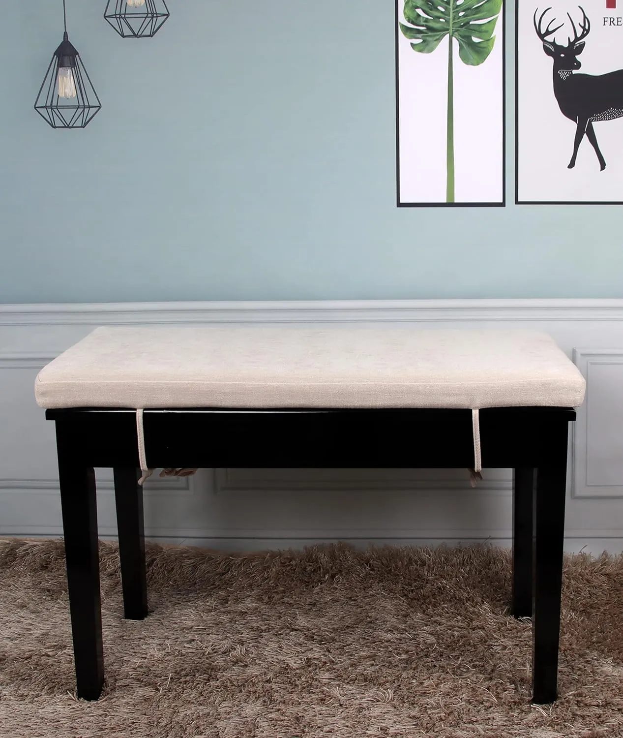 Loveboat Washable Bench Cushion, Non-Slip Bench Pad for Shoe Storage, Window, Piano, Dining 36"x14"x2" Milky White