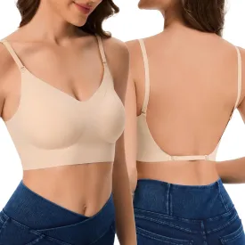 Low Back Bras for Women Seamless Multiway Bralette Removable Pads Open Back Wireless Bra for Backless Dress