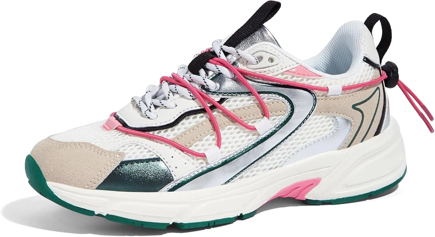 LUCKY STEP Women's Fashion Walking Shoes Running Platform Mesh Casual Sport Gym Work Adjustable Lace Lifestyle Stylish Trendy Athletic Tennis Shoes