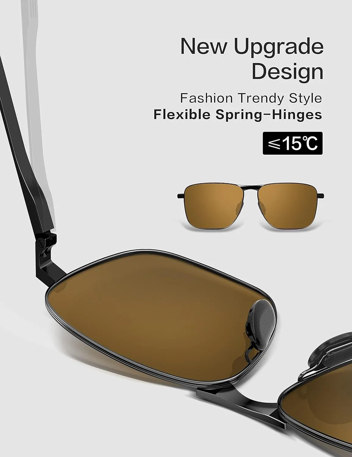 LUENX Rectangular Polarized Aviator Sunglasses for Men Retro Pilot Shades Driving UV400 Protection