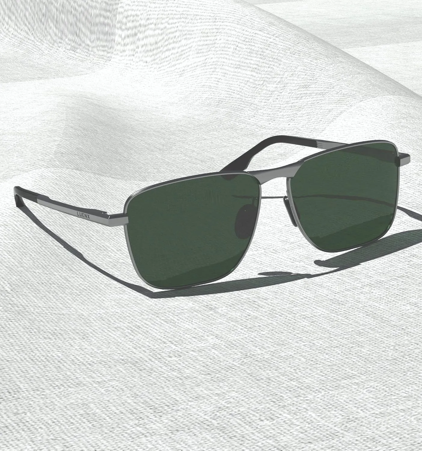 LUENX Rectangular Polarized Aviator Sunglasses for Men Retro Pilot Shades Driving UV400 Protection