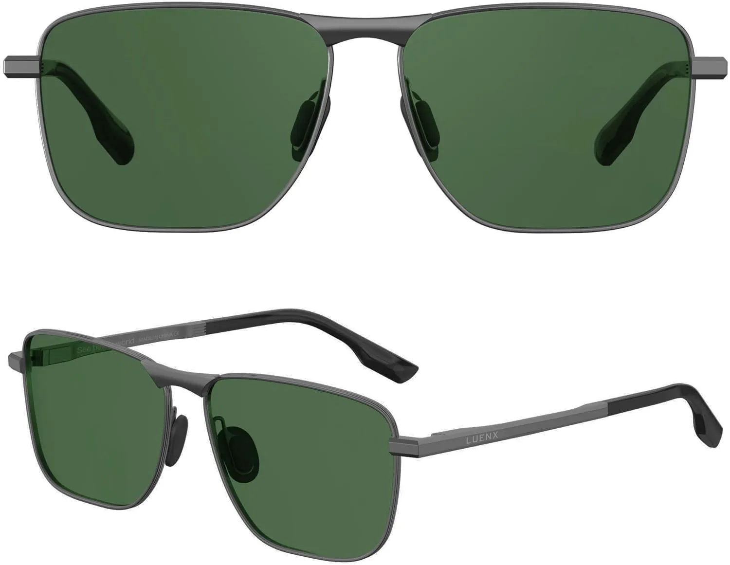 LUENX Rectangular Polarized Aviator Sunglasses for Men Retro Pilot Shades Driving UV400 Protection