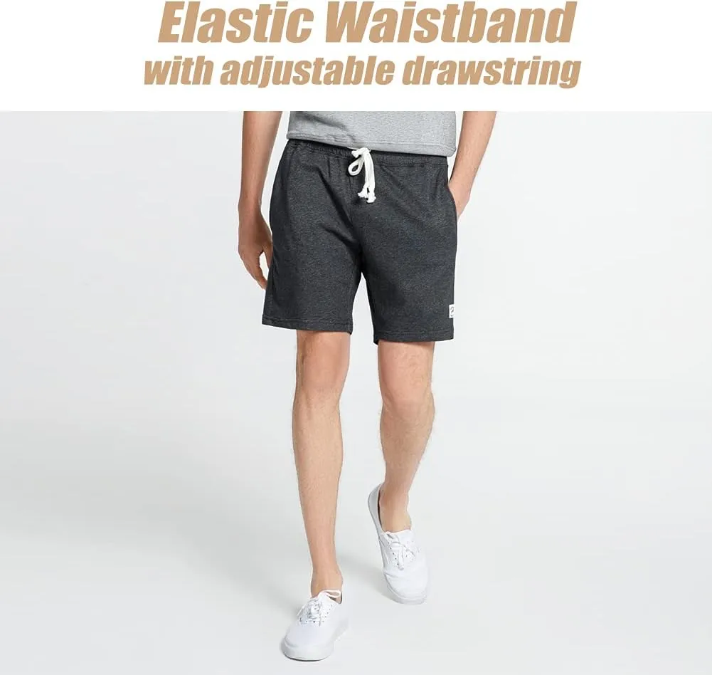 maamgic Mens Sweat Shorts 7" Above Knee Workout Gym Shorts Lounge Shorts with Zipper Pockets