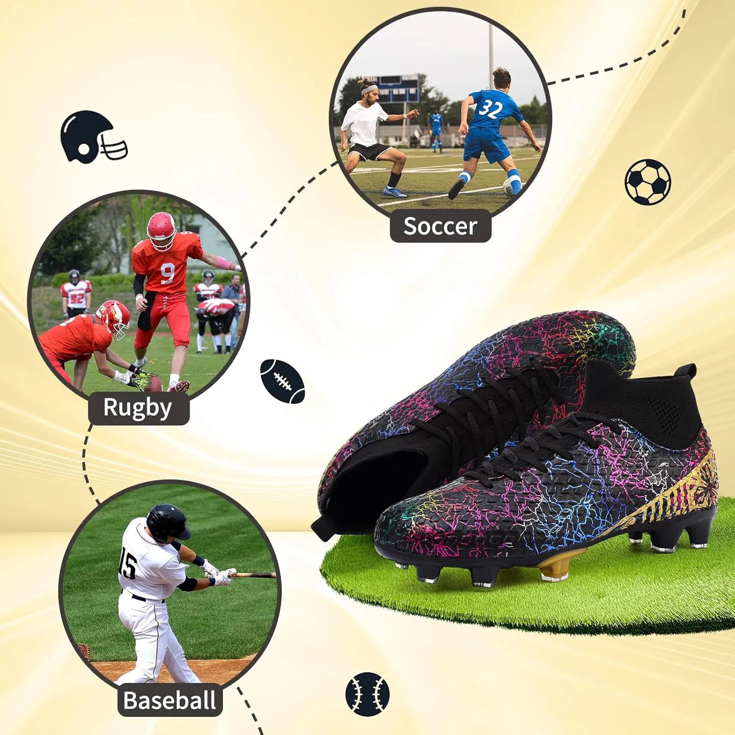 Men Soccer Cleats Women Football Cleats for Big Boy AG/FG