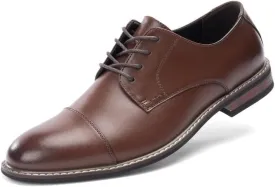 Mens Classic Dress Oxfords, Wingtip Prince Modern Formal Lace Up Shoes, Round Toe, TPR Outsole