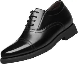 Men's Invisible Height Increasing Elevator Dress Shoes Lace-Up Leather Tuxedo Shoes for Business Wedding Walking