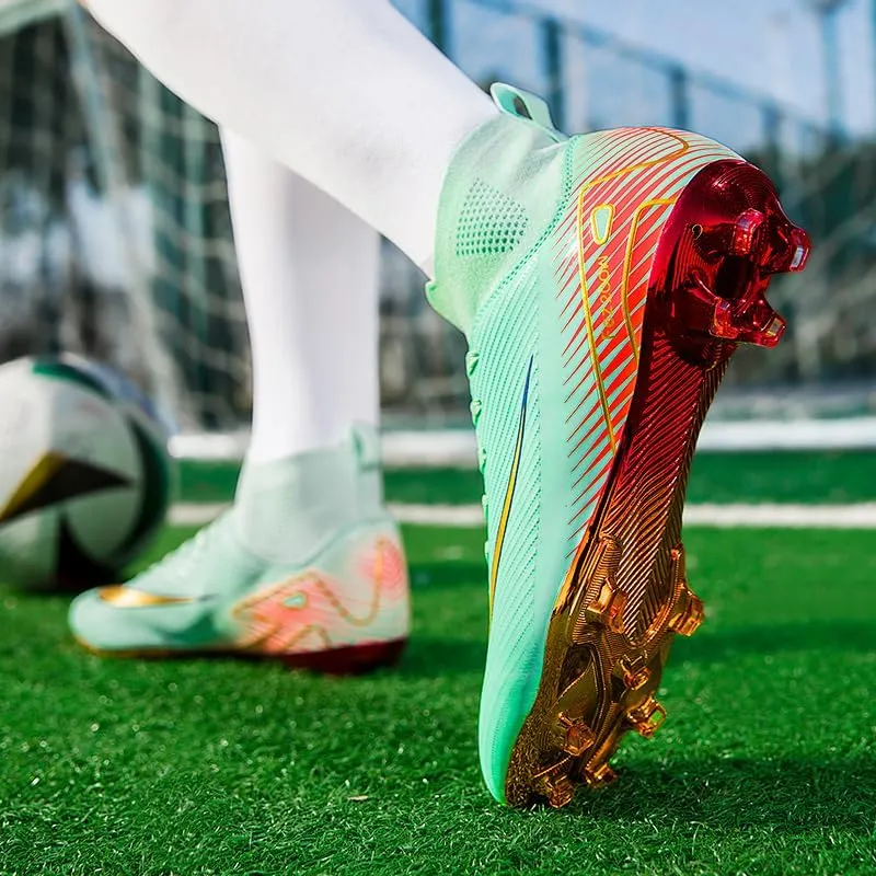 Men's Soccer Cleats Football Cleats for Mens Big Boys High-Top Non-Slip Spikes Shoes for Youth Professional Training Turf Indoor Outdoor Sneaker