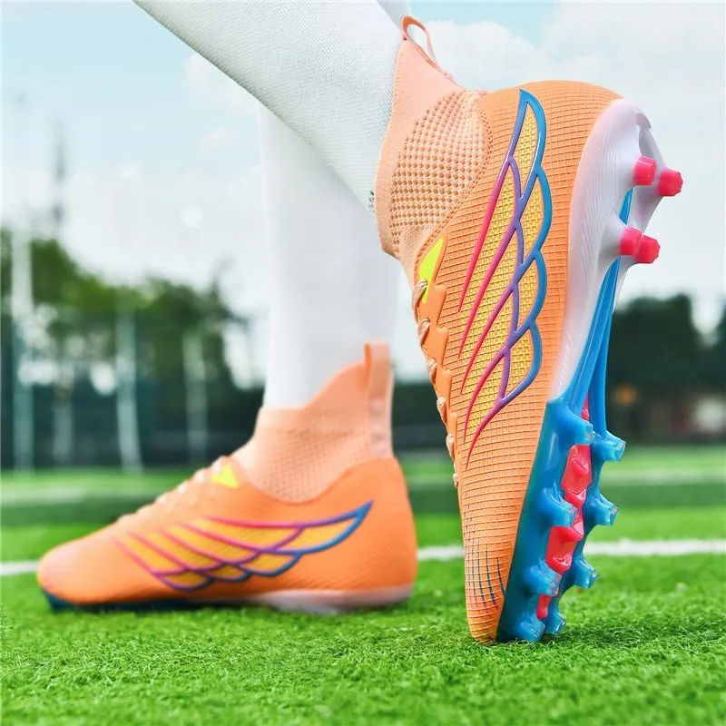 Men's Soccer Cleats Football Cleats for Mens Big Boys High-Top Non-Slip Spikes Shoes for Youth Professional Training Turf Indoor Outdoor Sneaker