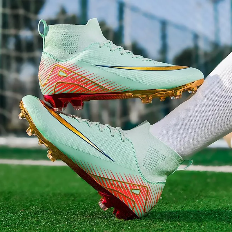 Men's Soccer Cleats Football Cleats for Mens Big Boys High-Top Non-Slip Spikes Shoes for Youth Professional Training Turf Indoor Outdoor Sneaker