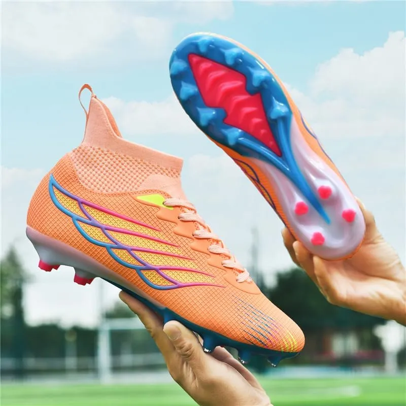 Men's Soccer Cleats Football Cleats for Mens Big Boys High-Top Non-Slip Spikes Shoes for Youth Professional Training Turf Indoor Outdoor Sneaker