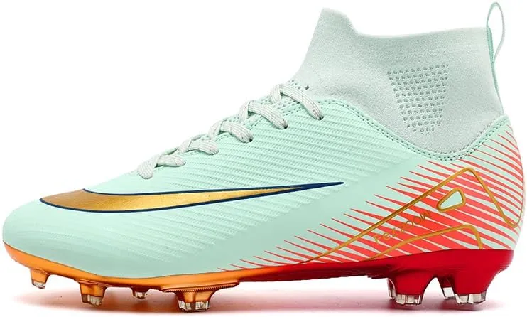 Men's Soccer Cleats Football Cleats for Mens Big Boys High-Top Non-Slip Spikes Shoes for Youth Professional Training Turf Indoor Outdoor Sneaker