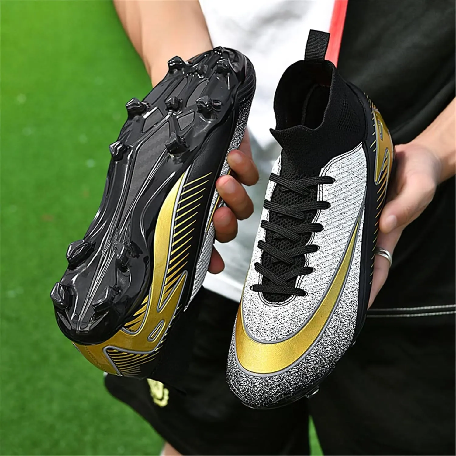 Mens Soccer Cleats Womens Football Shoes High Tops Non Slip Spikes Indoor Outdoor Youth Baseball Lacrosse Sneaker