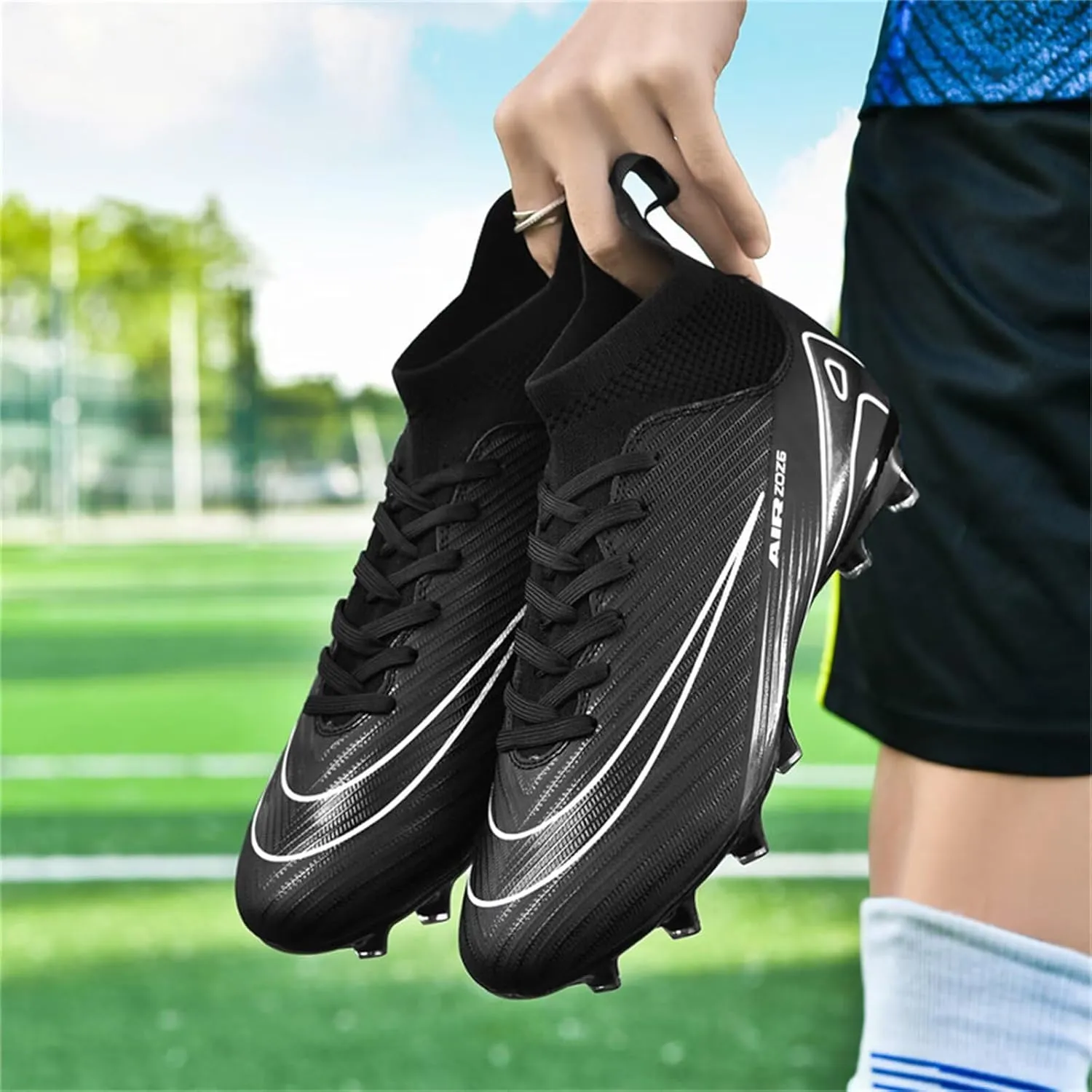 Mens Soccer Cleats Womens Football Shoes High Tops Non Slip Spikes Indoor Outdoor Youth Baseball Lacrosse Sneaker
