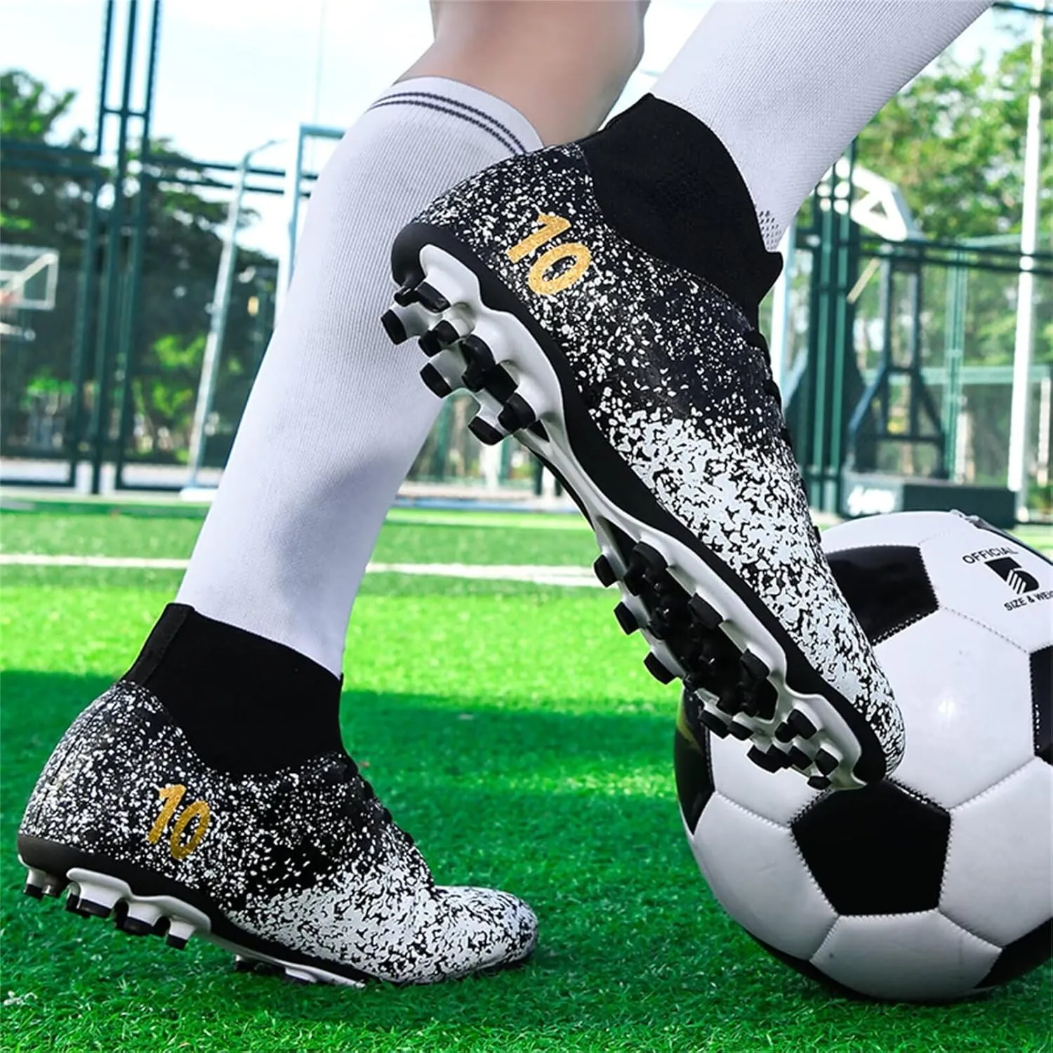 Mens Soccer Cleats Womens Football Shoes High Tops Non Slip Spikes Indoor Outdoor Youth Baseball Lacrosse Sneaker