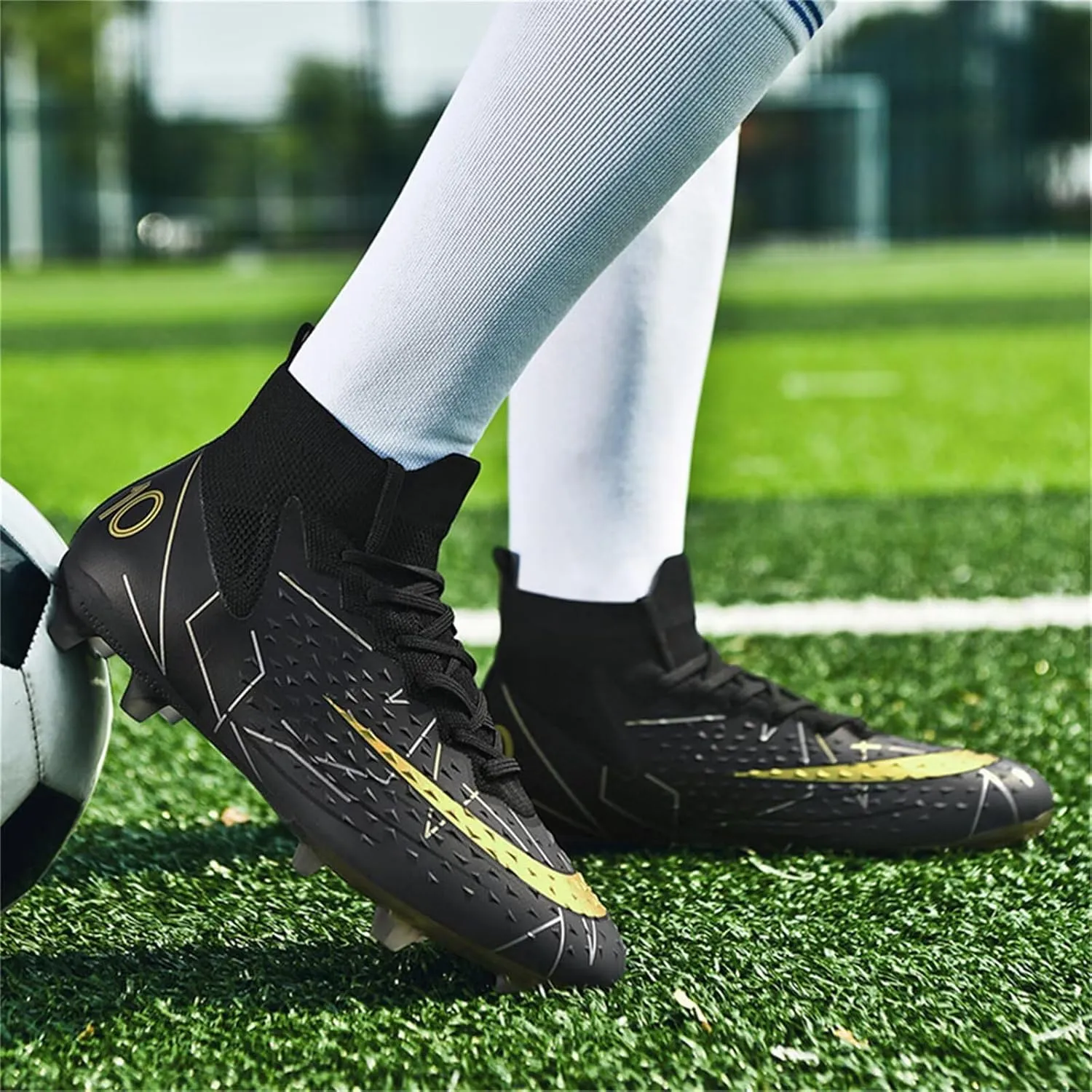 Mens Soccer Cleats Womens Football Shoes High Tops Non Slip Spikes Indoor Outdoor Youth Baseball Lacrosse Sneaker