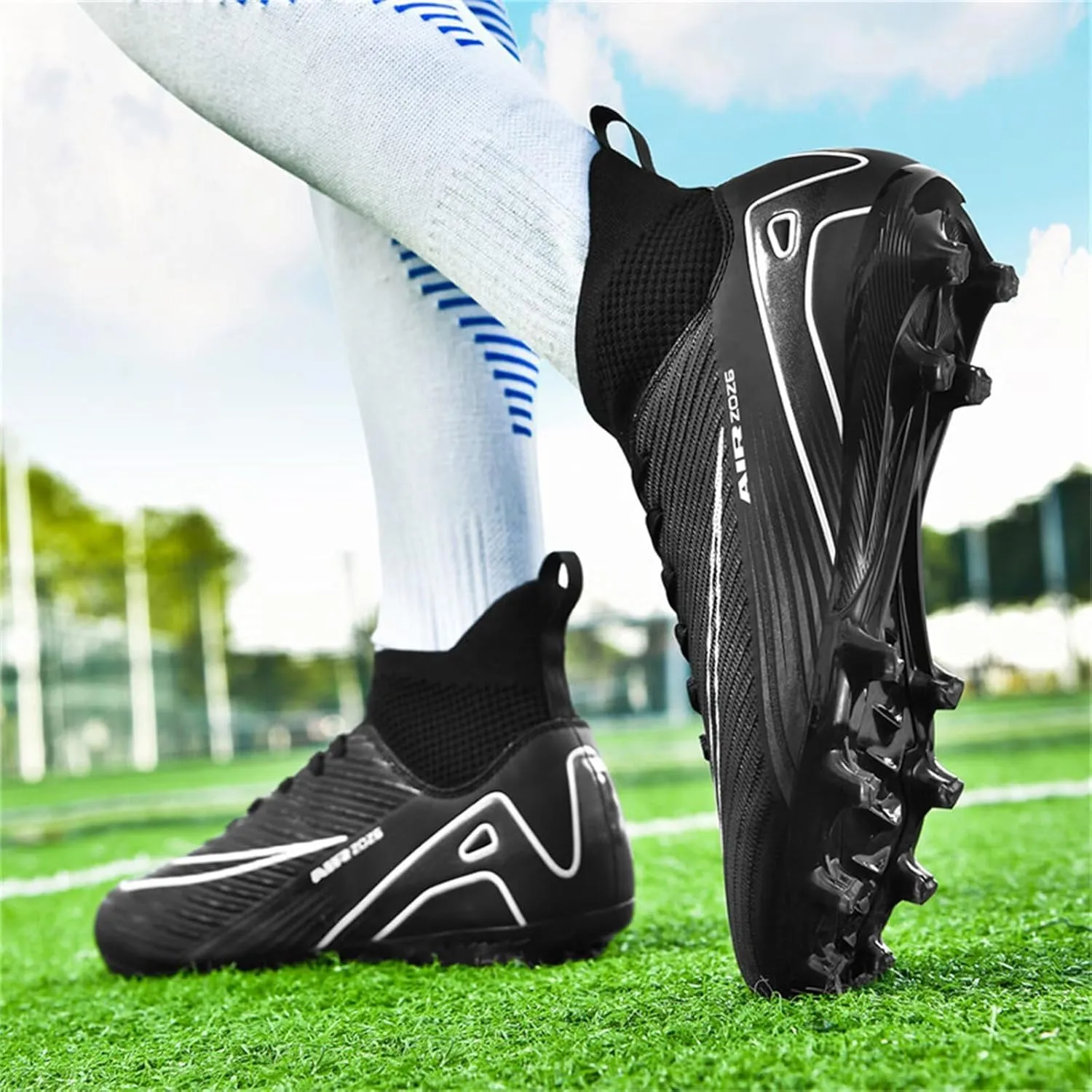 Mens Soccer Cleats Womens Football Shoes High Tops Non Slip Spikes Indoor Outdoor Youth Baseball Lacrosse Sneaker