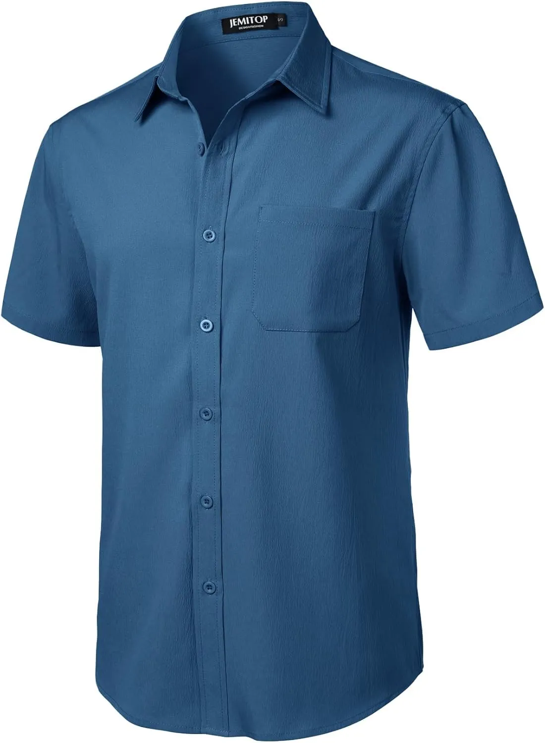 Men's Stretch Wrinkle Free Short Sleeve Texture Shirt Lightweight Summer Button Down Shirts for Beach Vacation