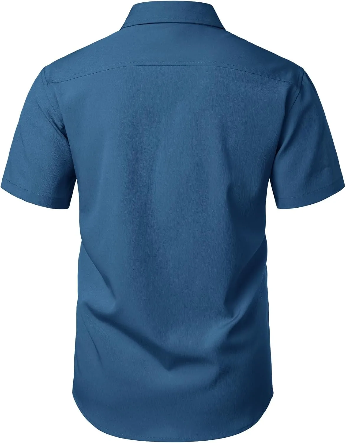 Men's Stretch Wrinkle Free Short Sleeve Texture Shirt Lightweight Summer Button Down Shirts for Beach Vacation