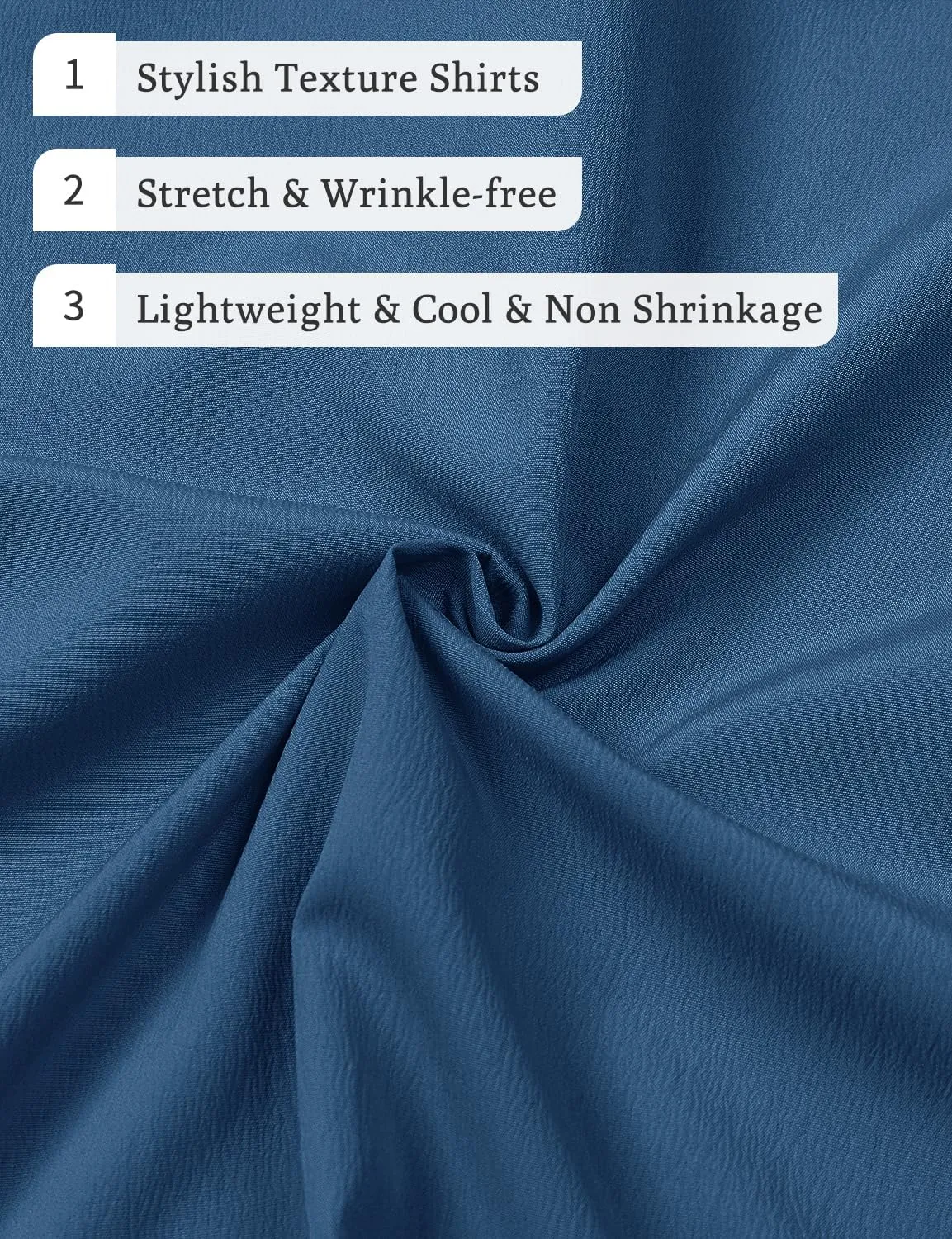Men's Stretch Wrinkle Free Short Sleeve Texture Shirt Lightweight Summer Button Down Shirts for Beach Vacation