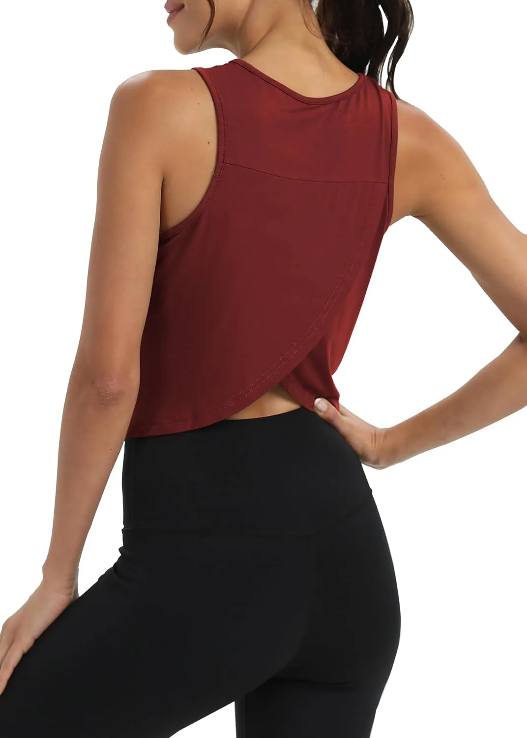Mippo Workout Tops for Women Cropped Open Back Sleeveless Tank Tops Athletic Gym Yoga Shirts Loose Fit