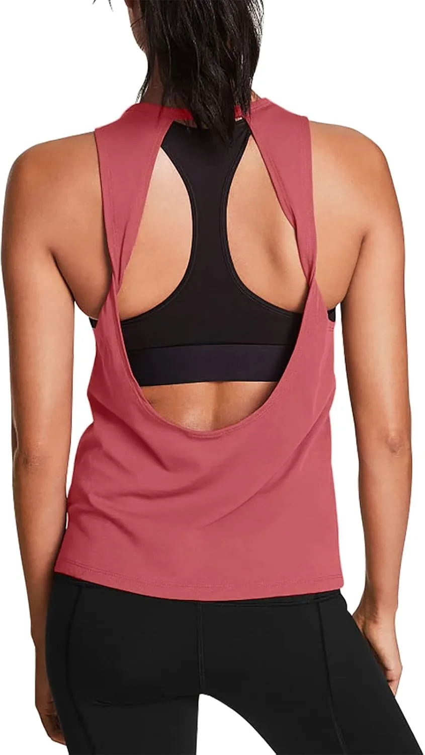 Mippo Workout Tops for Women Open Back Yoga Shirts Tank Tops Athletic Tops Gym Workout Clothes