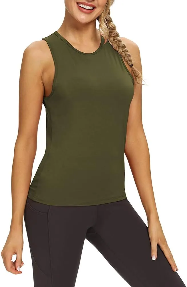 Mippo Workout Tops for Women Open Back Yoga Shirts Tank Tops Athletic Tops Gym Workout Clothes