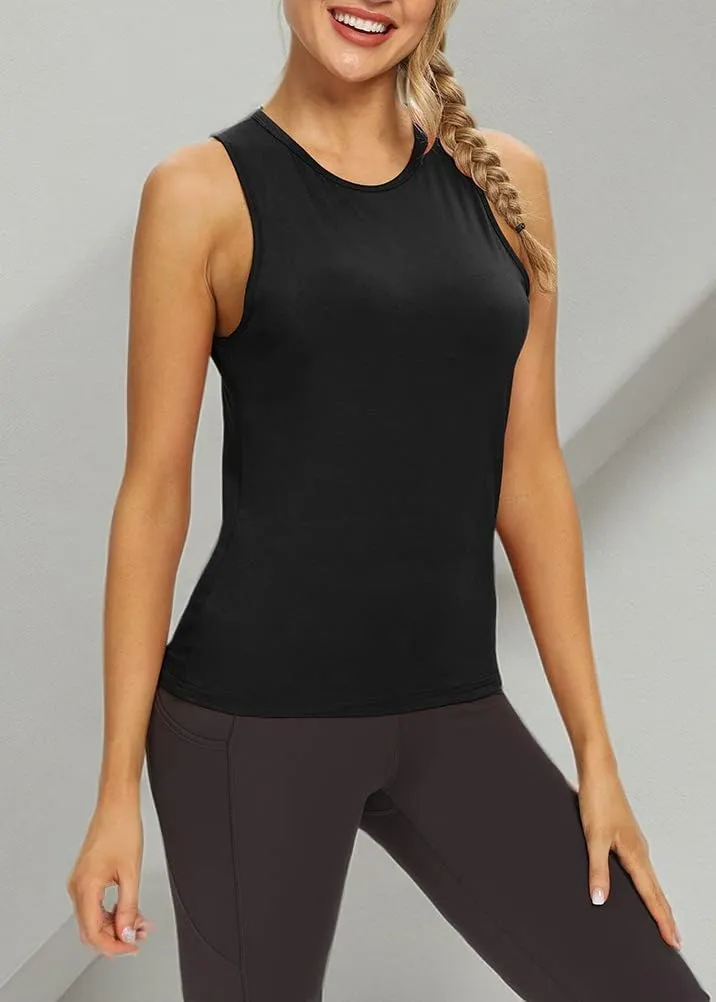 Mippo Workout Tops for Women Open Back Yoga Shirts Tank Tops Athletic Tops Gym Workout Clothes