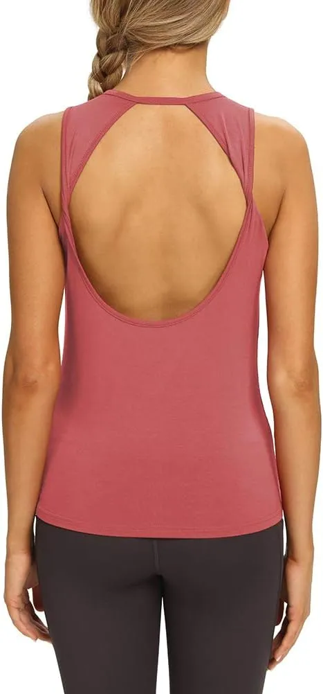 Mippo Workout Tops for Women Open Back Yoga Shirts Tank Tops Athletic Tops Gym Workout Clothes