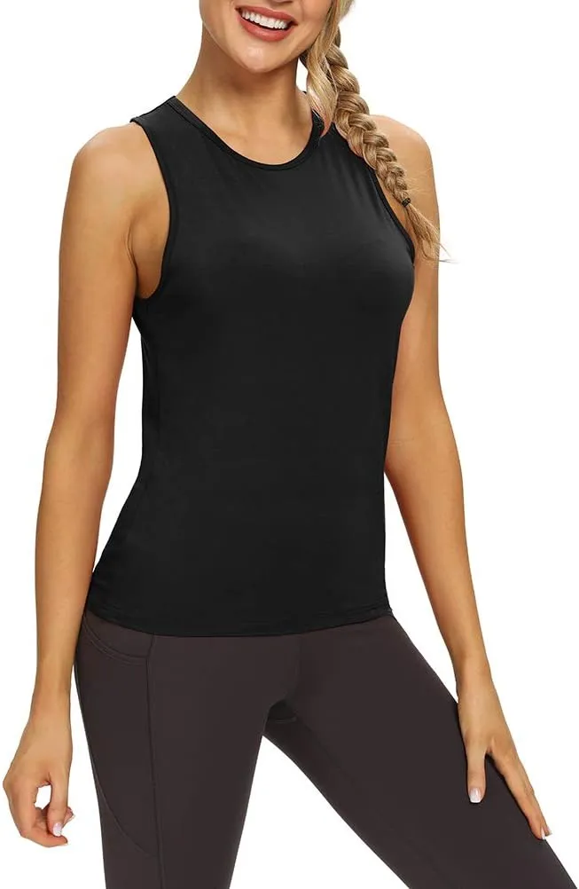 Mippo Workout Tops for Women Open Back Yoga Shirts Tank Tops Athletic Tops Gym Workout Clothes