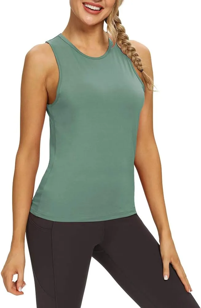 Mippo Workout Tops for Women Open Back Yoga Shirts Tank Tops Athletic Tops Gym Workout Clothes