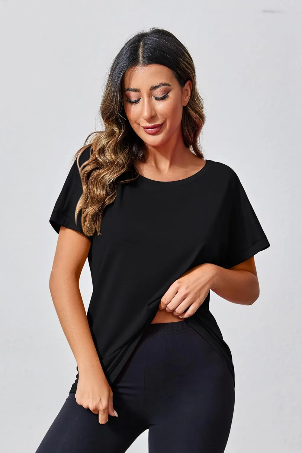 MIRACMODA Women Open Back Athlete Loose Fitting Workout Casual Yoga T-Shirt Summer Gym Tee