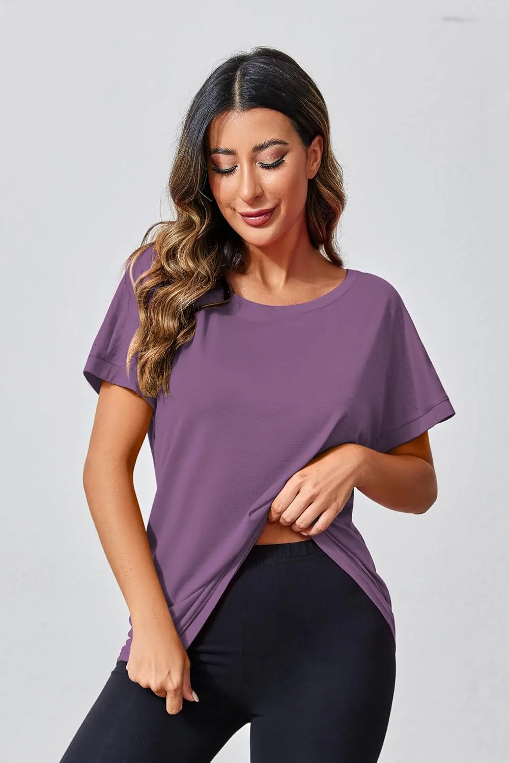 MIRACMODA Women Open Back Athlete Loose Fitting Workout Casual Yoga T-Shirt Summer Gym Tee