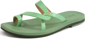 ONCAI Flat Sandals for Women Trendy Square Open Split-Toe Ring Summer Dressy Cross Strappy Slides Sandles with Slip-on Rubber Soles