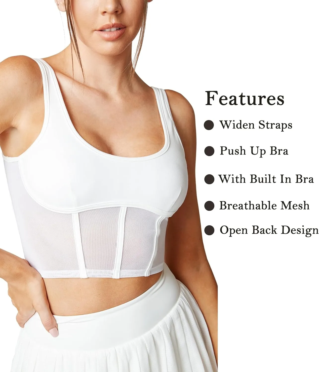 Open Back Padded Built-in Sports Bra Longline Sports Bras Low Back Yoga Fitness Workout Crop Top Tank Bra
