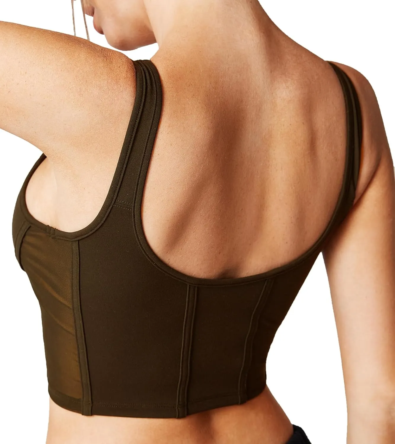 Open Back Padded Built-in Sports Bra Longline Sports Bras Low Back Yoga Fitness Workout Crop Top Tank Bra
