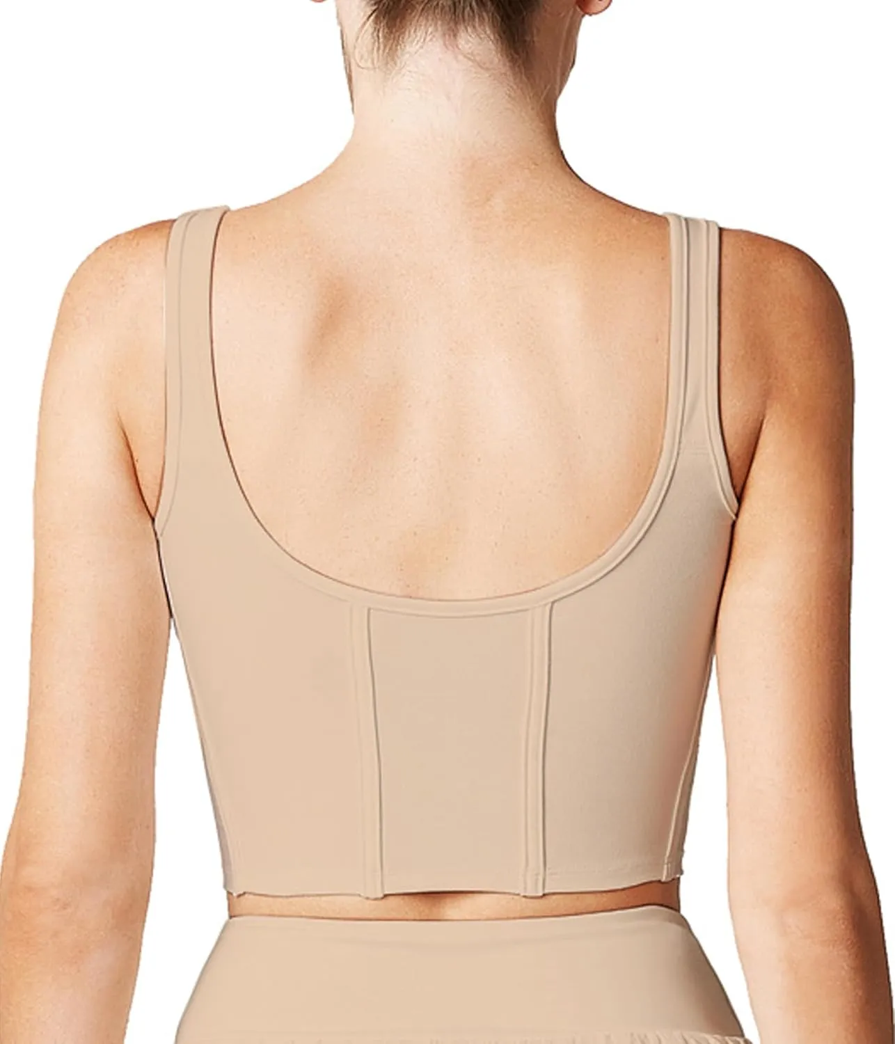 Open Back Padded Built-in Sports Bra Longline Sports Bras Low Back Yoga Fitness Workout Crop Top Tank Bra