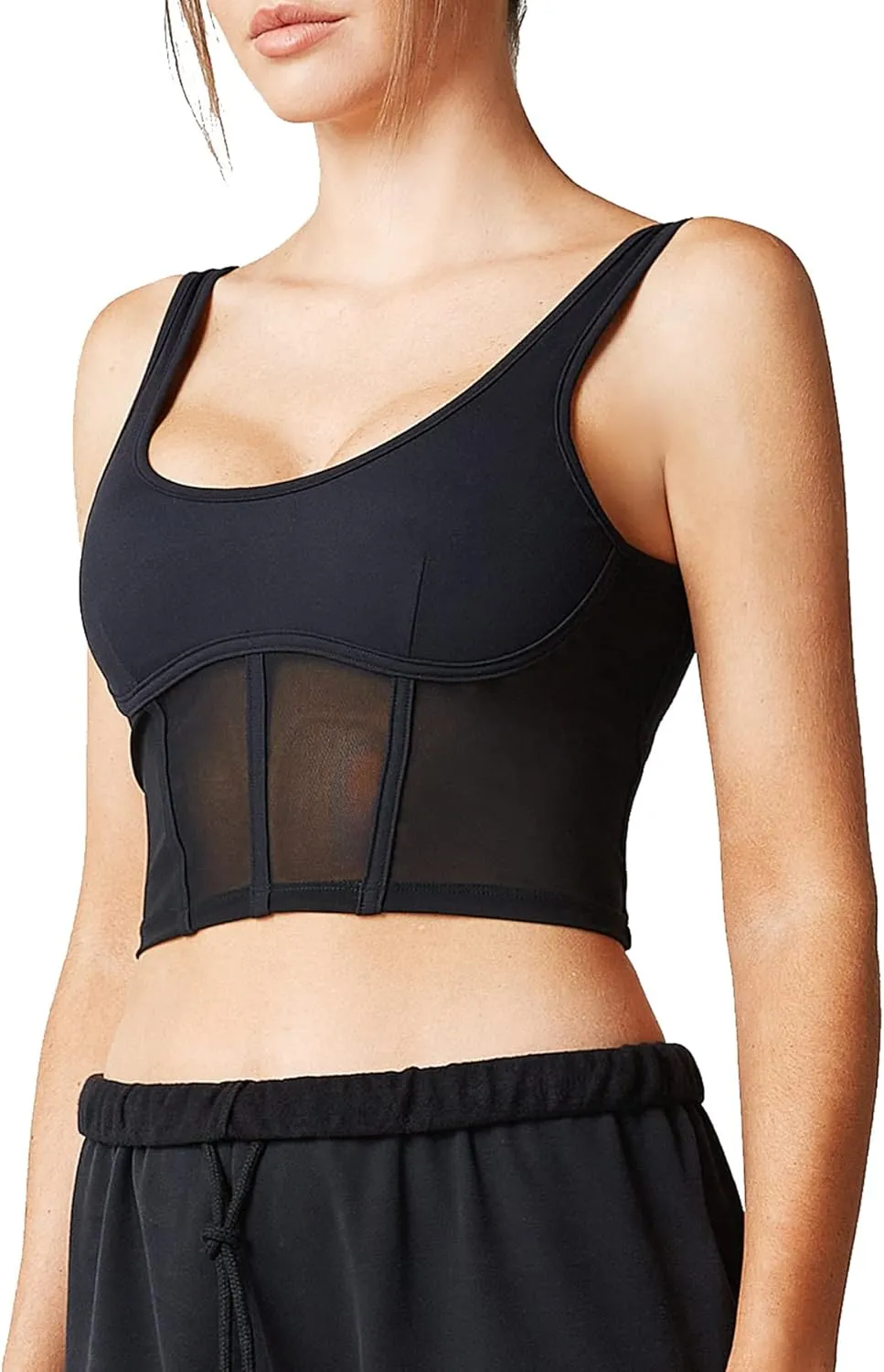 Open Back Padded Built-in Sports Bra Longline Sports Bras Low Back Yoga Fitness Workout Crop Top Tank Bra