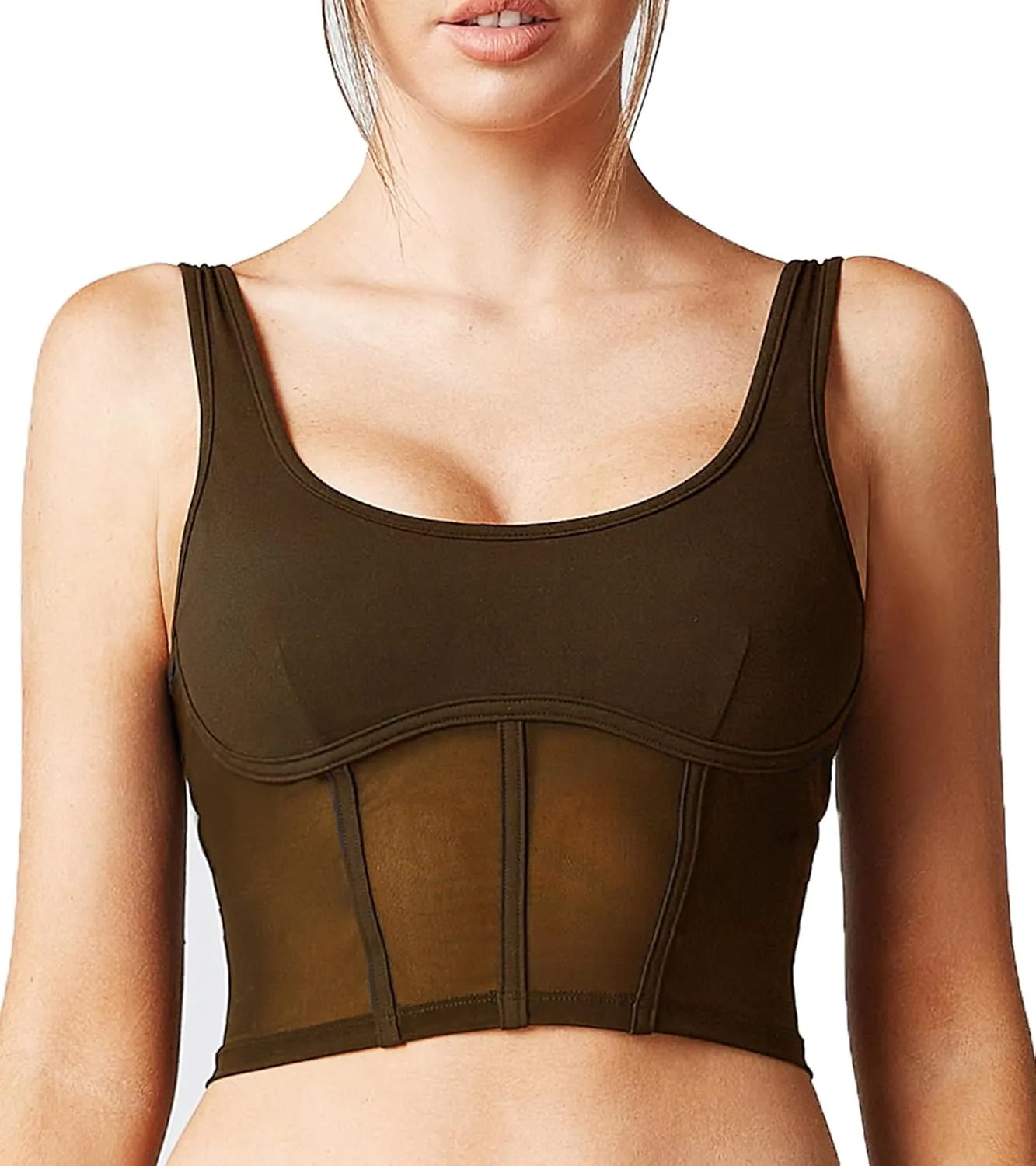 Open Back Padded Built-in Sports Bra Longline Sports Bras Low Back Yoga Fitness Workout Crop Top Tank Bra